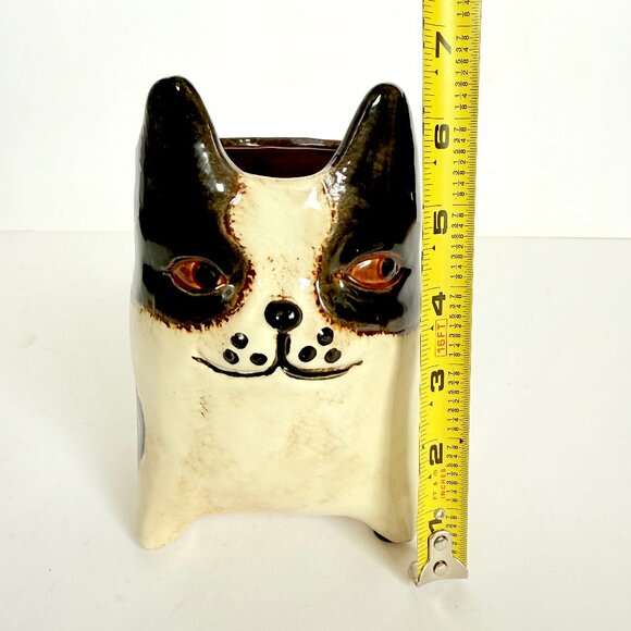Ceramic Boston Terrier/Frenchie Pottery Planter Pot - Picture 12 of 13